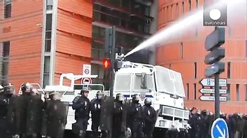 Fransa'nın Toulouse kentindeki protesto gösterisinde çatışma