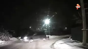 Легкомысленная мать привязала снегокат с сыном к собственному авто