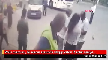Polis əməkdaşı iki maşının arasında qaldı - anbaan