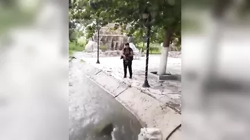 İti su kanalına atan şəxs cəzalandırıldı