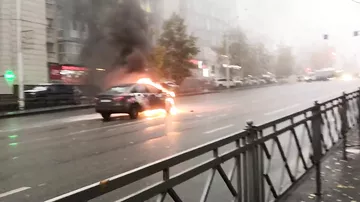 В России на ходу загорелась машина