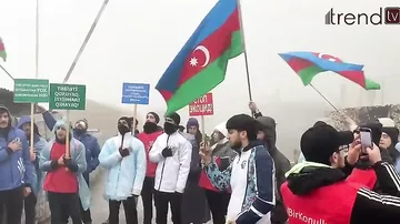 Участники акции на Лачинской дороге вновь исполнили гимн Азербайджана
