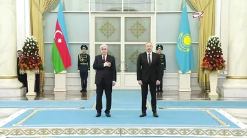 Prezident İlham Əliyevin Astanada rəsmi qarşılanma mərasimi olub (AZƏRTAC)