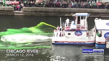 В США реку покрасили в зелёный цвет