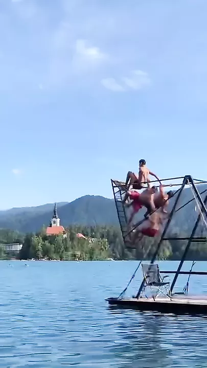 А вы бы прыгнули? Озеро Блейд, Словения