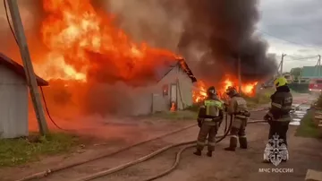 Пожар в подмосковной деревне Кривцово