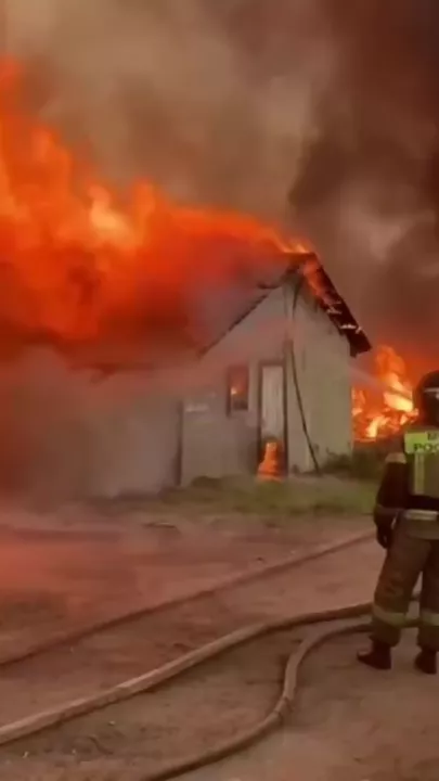 Пожар в подмосковной деревне Кривцово