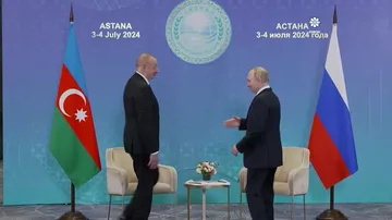Astanada Azərbaycan Prezidenti İlham Əliyevin Rusiya Prezidenti Vladimir Putinlə görüşü 1