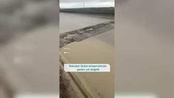 Bakıdan Quba istiqamətində gedən yol dağılıb