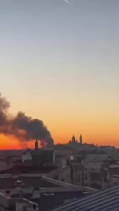 У здания суда в Париже вспыхнул крупный пожар 4