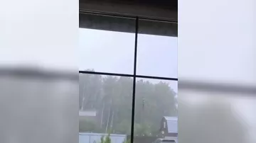 Мощный удар молнии в Подмосковье попал на видео