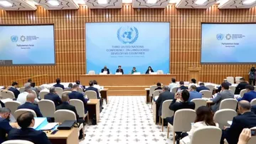 Севиль Микаилова представила доклад от имени Межпарламентского союза IPU на конференции ООН LLDC3 в Авазе