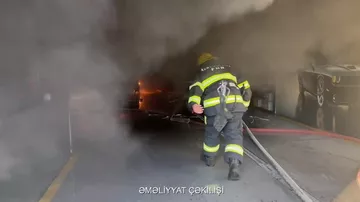 Bakının Nizami rayonunda avtomobil təmiri sexində güclü yanğın baş verib