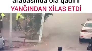 Yol polisi əlil arabasında olan qadını belə xilas etdi