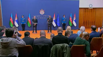 Azərbaycan Prezidenti İlham Əliyev və Serbiya Prezidenti Aleksandar Vuçiç mətbuata bəyanatlarla çıxış ediblər