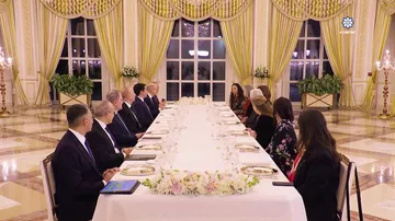 Prezident İlham Əliyevin Avropa İttifaqı Şurasının Prezidenti ilə rəsmi nahar əsnasında geniş tərkibdə görüşü olub