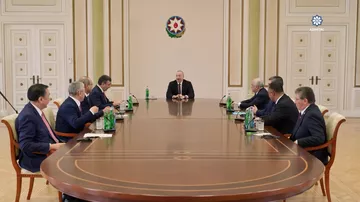 Prezident İlham Əliyev Türk Dövlətləri Təşkilatına üzv dövlətlərin hökumət başçılarının görüşünün iştirakçılarını qəbul edib - 1