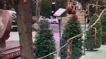 Появились кадры вандализма с нанесением граффити на здание Киноцентра "Низами"