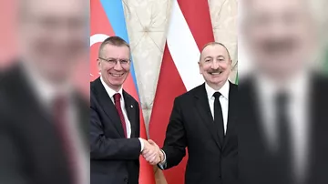 Prezident İlham Əliyevin sosial şəbəkə hesabında Edqars Rinkeviçslə görüşü ilə bağlı paylaşım edilib