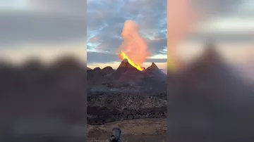 Извержение вулкана в Исландии.