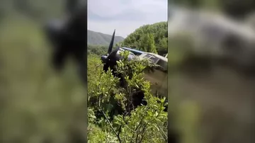 Самолет приземлился в кустах в Казахстане