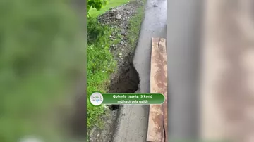 Qubada 3 kəndin yolu bağlandı - VİDEO
