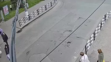Оленёнок сбил женщину на переходе