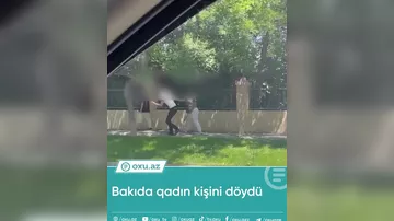 Bakıda qadın kişini döydü 2