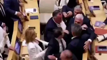 Gürcüstan parlamentinin iclasında dava düşüb - 2