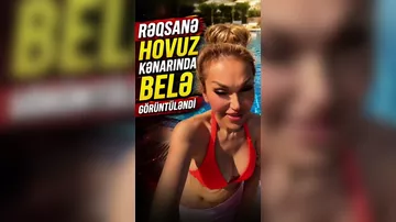 Rəqsanə İsmayılova hovuz kənarında oğlu ilə