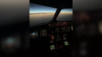Солнечное затмение из кабины пилота самолета A320