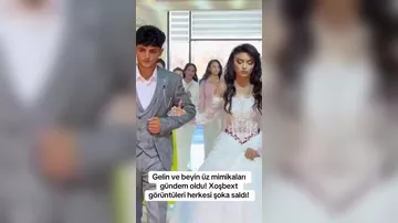 Gəlinlə bəyin üz mimikaları gündəm oldu