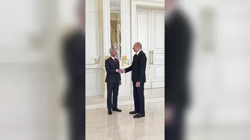 Prezident İlham Əliyev Hindistanın xarici işlər naziri Subrahmanyam Cayşankarı qəbul edib (X)