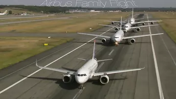 Пассажирские самолеты Airbus устроили эффектный парад