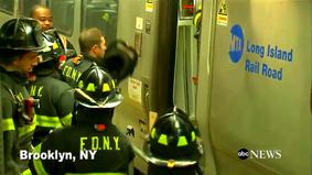 Появилось видео с места аварии с пригородным поездом в Бруклине