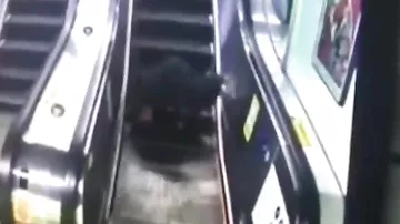 Eskalatorda qorxulu anlar: yaşlı kişi yıxıldı