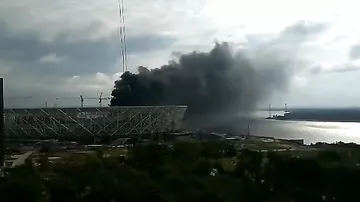 Пожар на строящемся к ЧМ-2018 стадионе в Волгограде