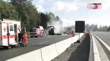 В Баварии сгорел автобус с туристами