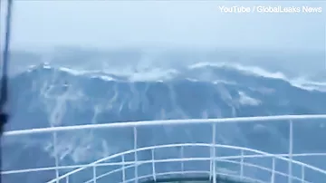 Чудовищная волна, едва не поглотившая корабль во время бури, поразила пользователей Сети