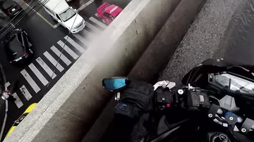 Мотоциклист спас котёнка от гибели под колёсами