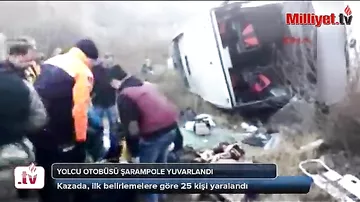 Sərnişinlə dolu avtobus aşdı: 25 yaralı var - Türkiyədə AĞIR QƏZA