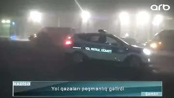 Dumanlı hava qəzaya səbəb oldu: işıq dirəkləri sıradan çıxdı