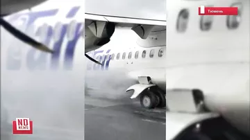 Возгорание самолета "ЮТэйр" в аэропорту Тюмени попало на камеры