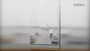 Видео с места столкновения самолетов в аэропорту в Южной Корее