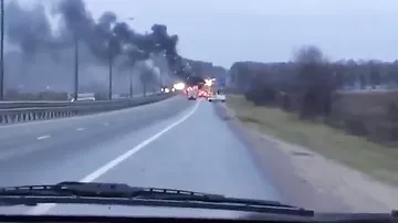 В Подмосковье сгорел пассажирский автобус