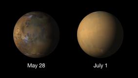 НАСА показало, как пыльная буря изменила облик Марса