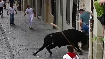 Агрессивный бык подбросил случайного прохожего в воздух