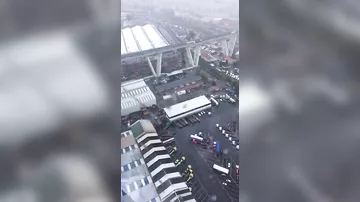 Опубликовано снятое с вертолета видео с места трагедии в Генуе