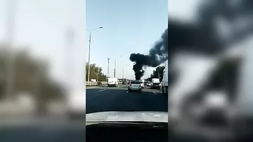 В Подмосковье на трассе сгорел пассажирский автобус