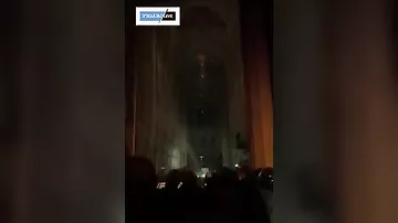Пожар внутри собора Парижской Богоматери сняли на камеры